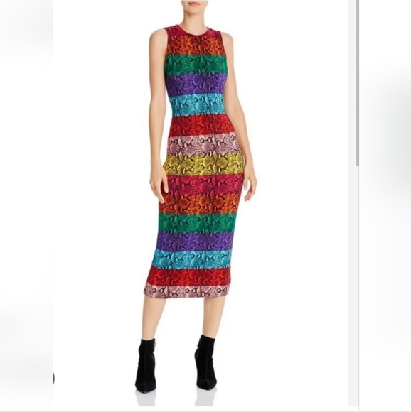 Alice + Olivia Delora Rainbow Snake Print Midi Dress Size 0 NWT $395 - Picture 7 of 14